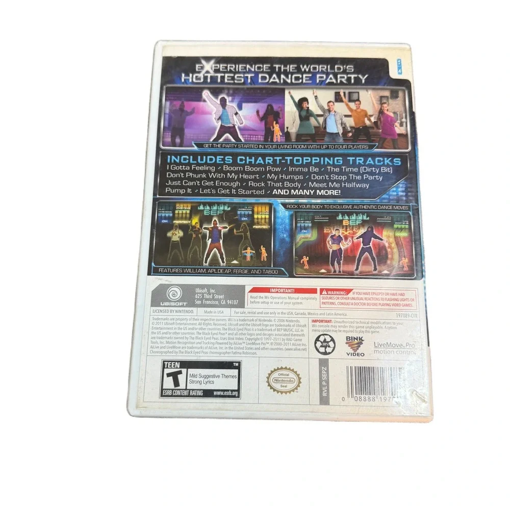 The Black Eyed Peas Experience Nintendo Wii Video Game Dance Party 2011 Ubisoft